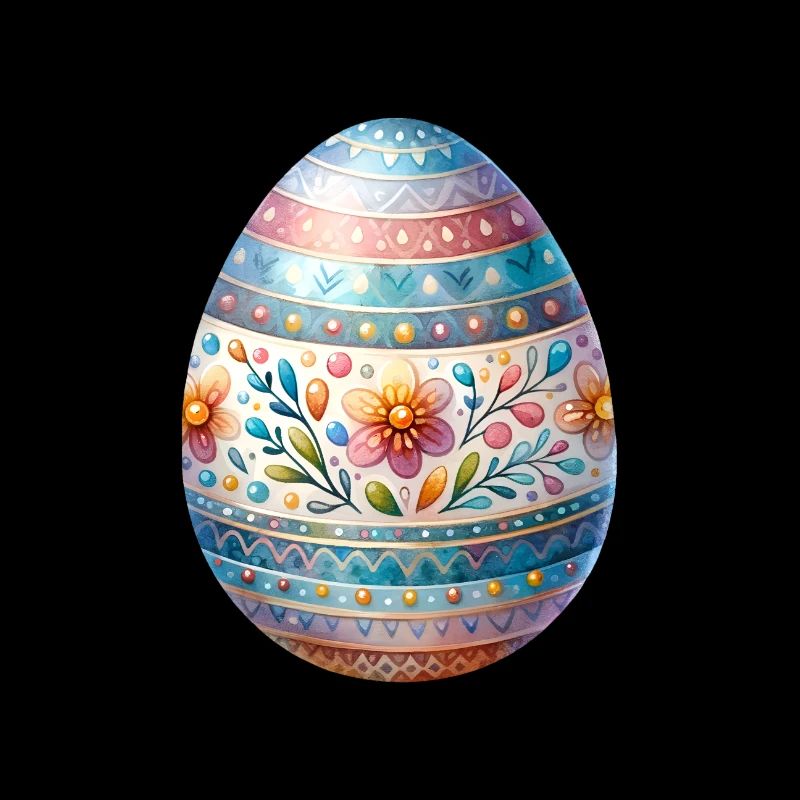 Very Detailed Easter Egg In Watercolor Style