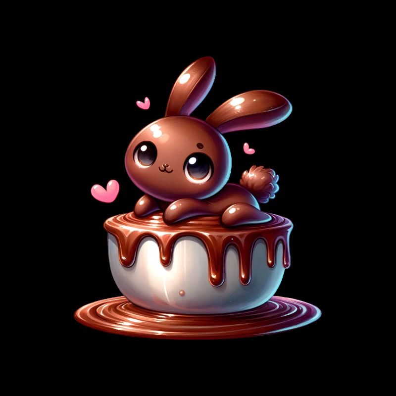 Un lapin en chocolat avec des cœurs