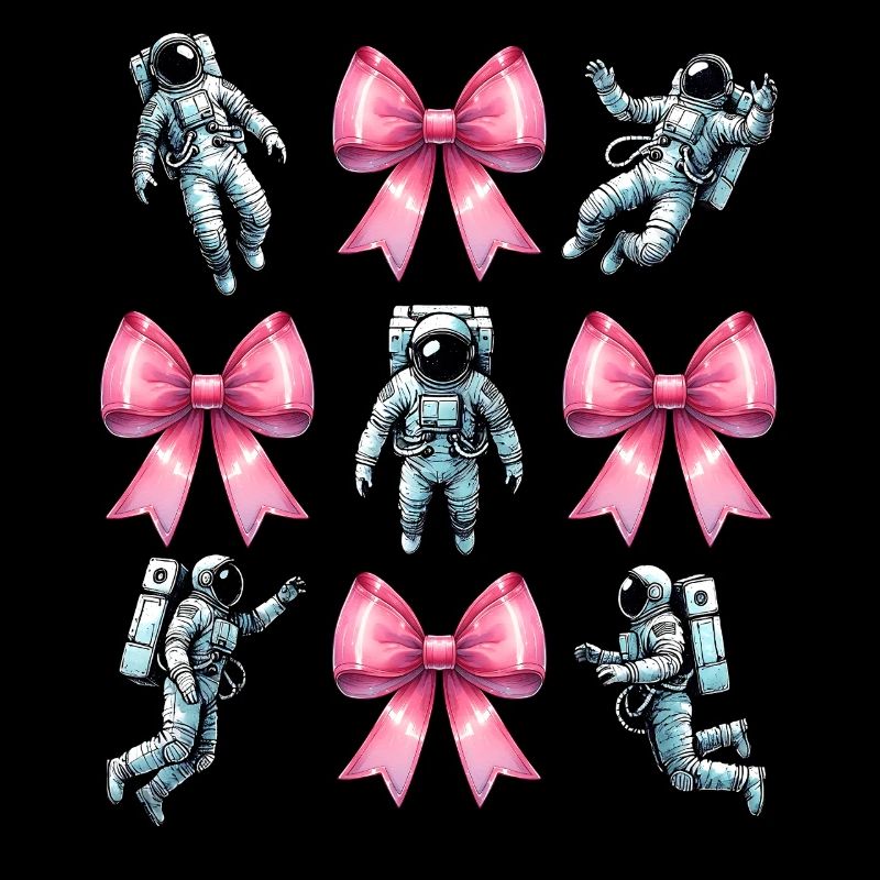 Coquette noeud astronaute espace ruban rose maman