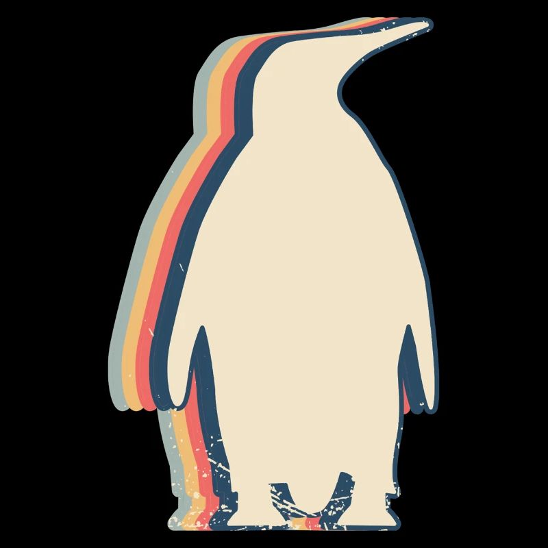 Penguin Flightless Bird Retro Line Art