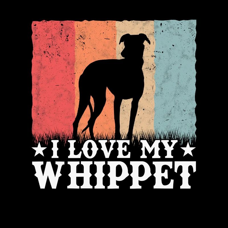 J'aime mon chien Whippet Greyhound Retro
