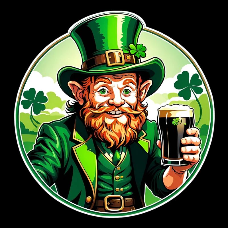 Leprechaun with an Irish Stout St Patricks Day
