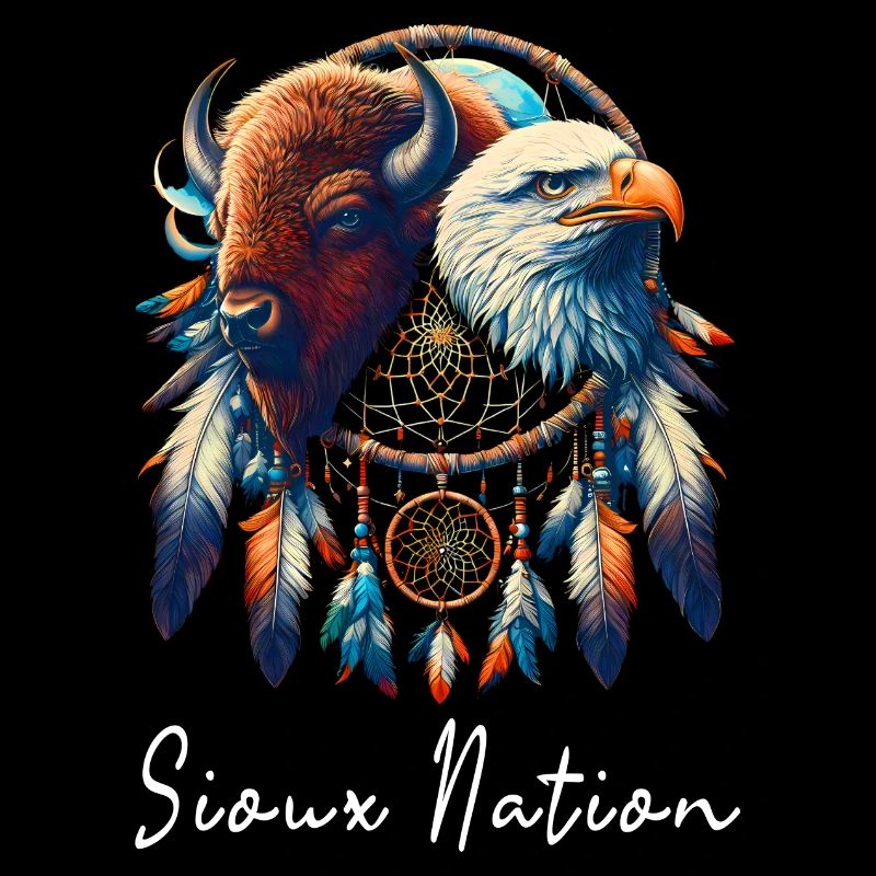 Sioux Nation Eagle Bison Attrape-rêves T Shirt