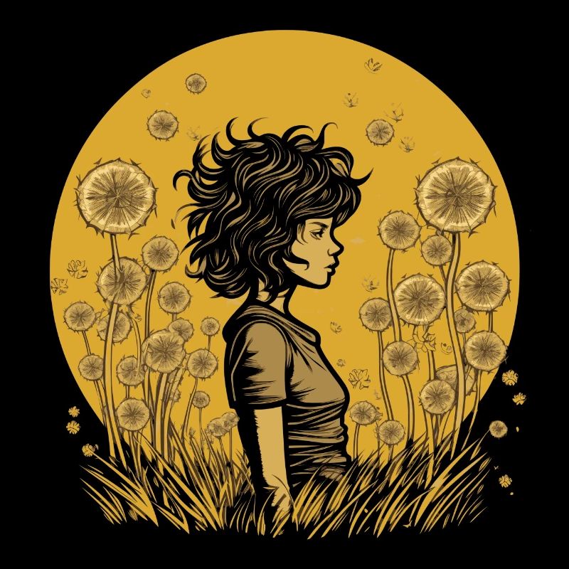 Frau mit Pusteblumen Kunst