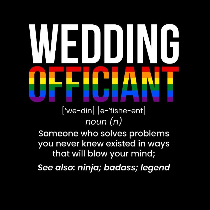 Wedding Officiant LGBT Shirt Gift Definition