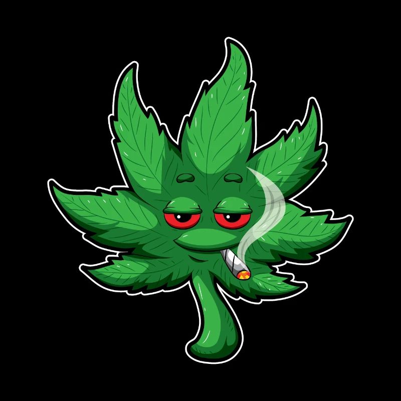 Cannabis Leaf With Red Eyes Smokes Weed - THC CBD