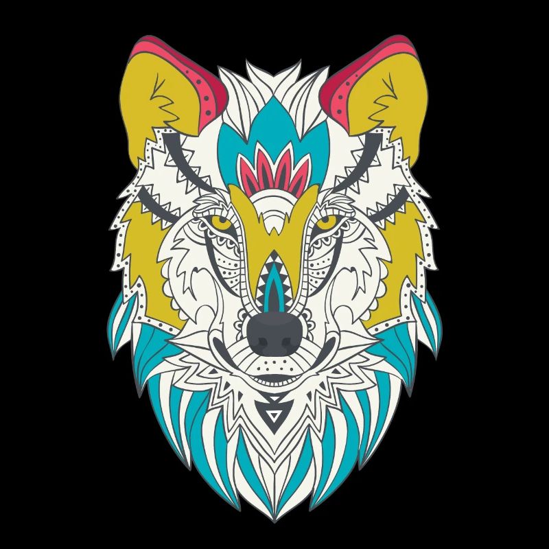 Tête de loup colorée