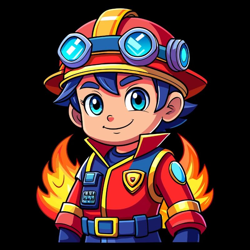 Held in Rot der Feuerwehrmann
