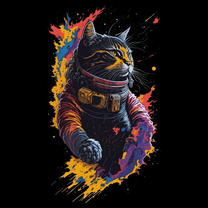 Illustration einer Katze im Raumanzug