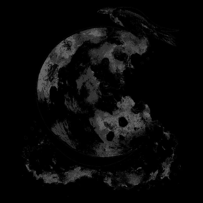 Crescent Moon Raven Hexe Ästhetische Astrologie Go