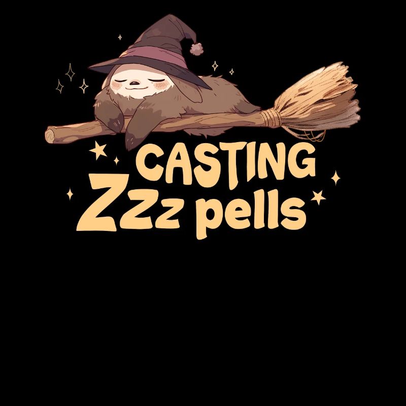 Casting Zzzpells Funny Witch Sloth Cute Halloween