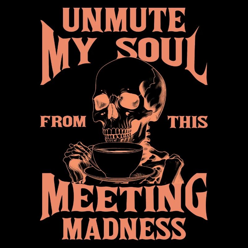 Skeleton Drinking Coffee Grunge Gothic Work Virtua