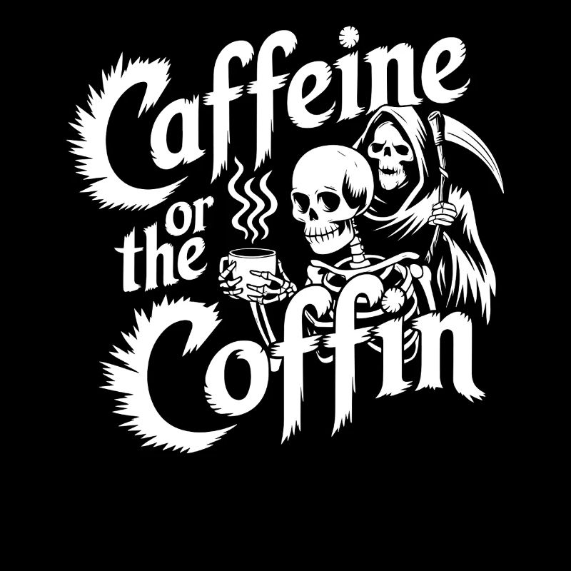 Caféine ou le cercueil squelette gothique Grim Reaper