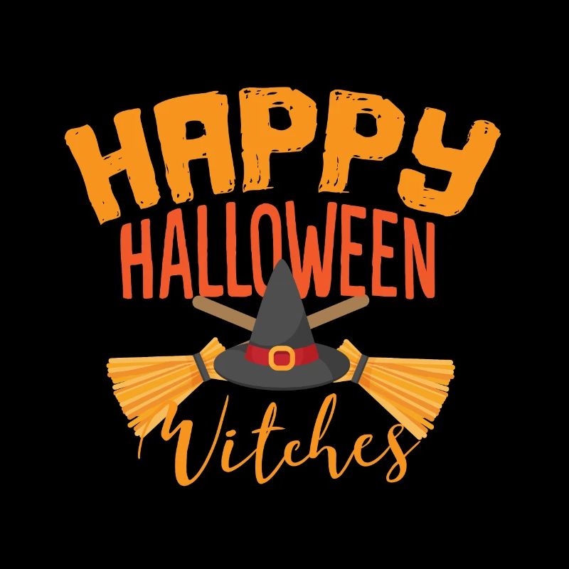 Happy Halloween witch witches broom witch hat