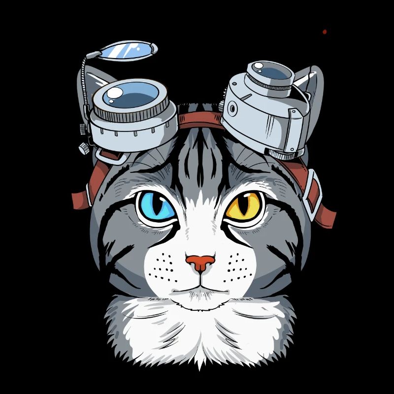 Steampunk Cat Gift Print Cosplay Clockwork Cat