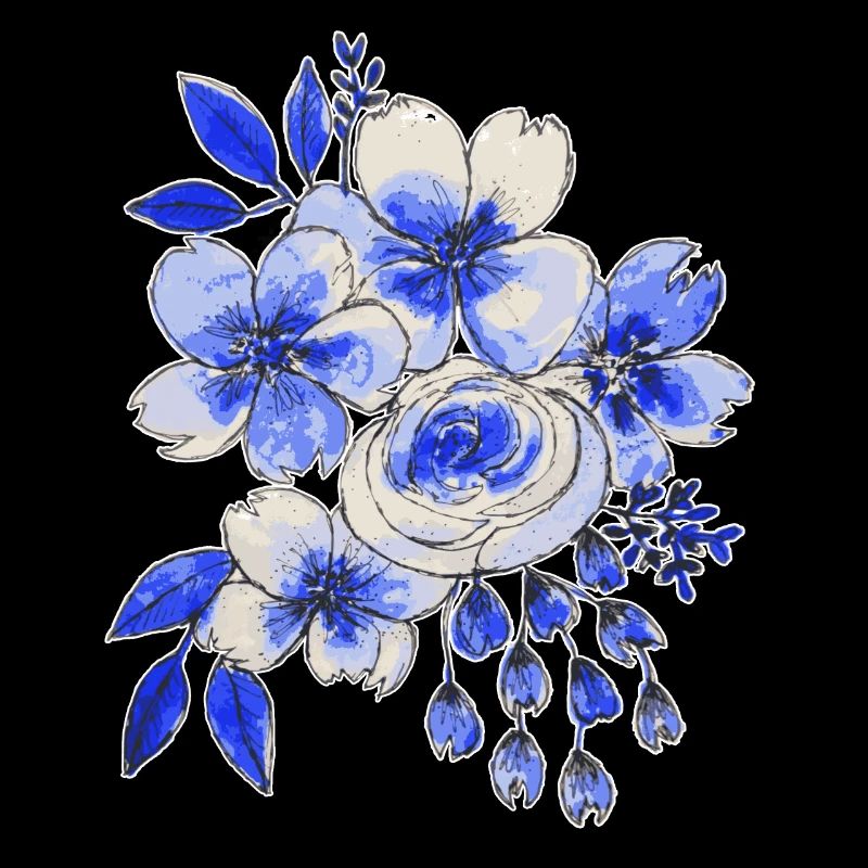 Bouquet bleu et blanc de fleurs