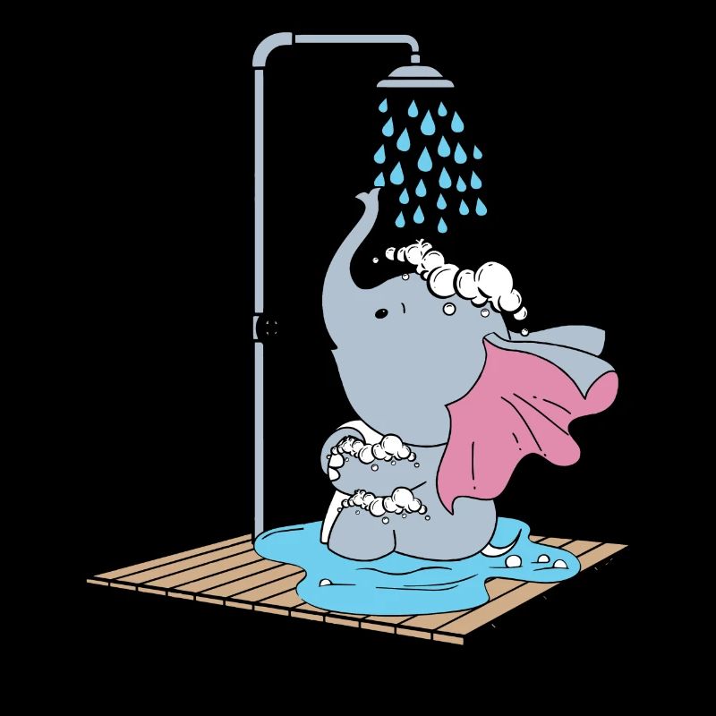 Éléphant prenant une douche