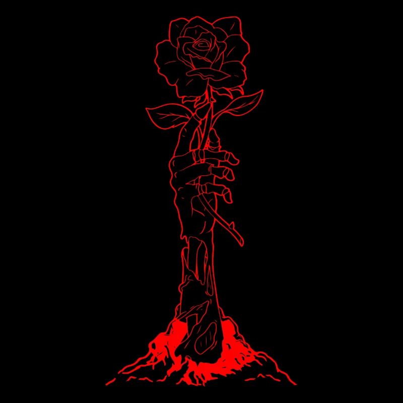 Zombiecore Esthétique Zombie Main Rose Rouge