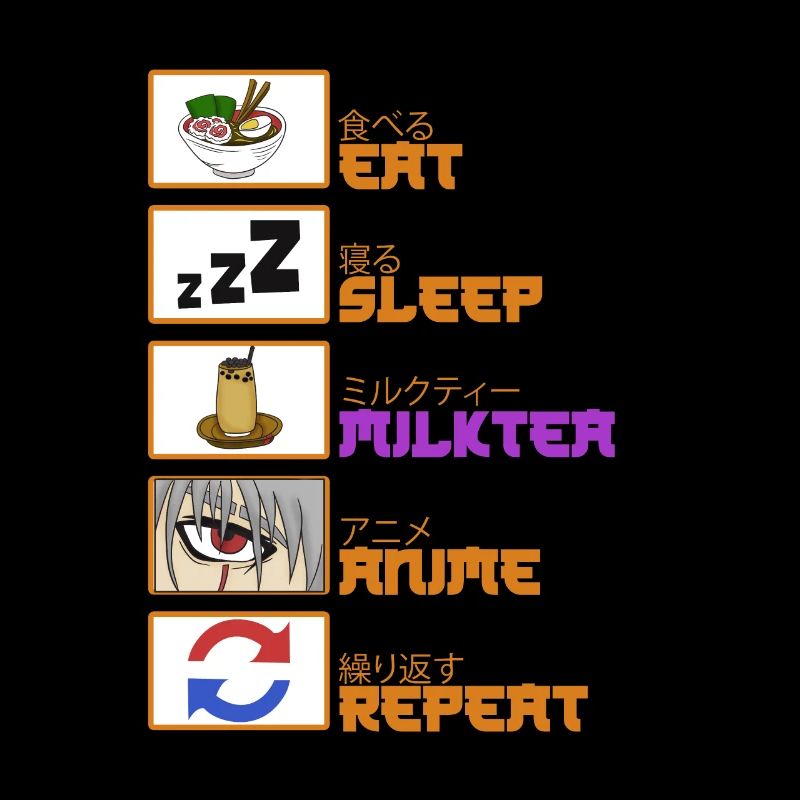Eat Sleep Bubble Tea Anime Repeat