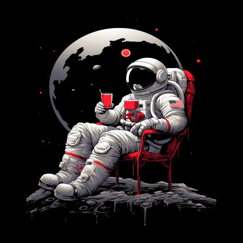 Astronaute comique avec de la crème glacée sur la lune