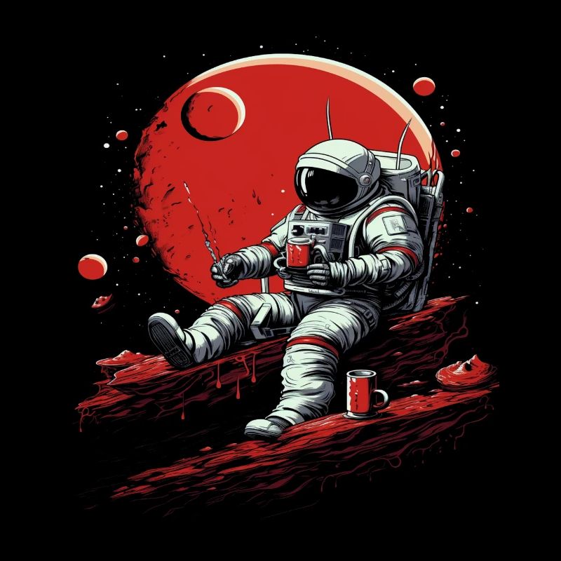 Un astronaute regarde Red Moon