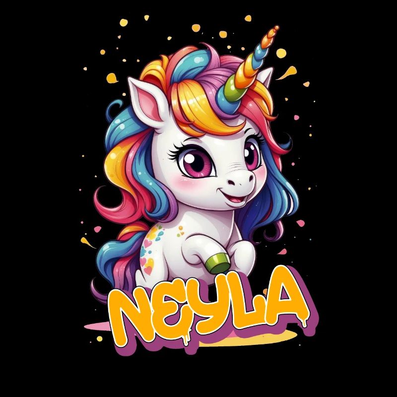 NEYLA - Schöner Mädchen Name mit süßem Einhorn