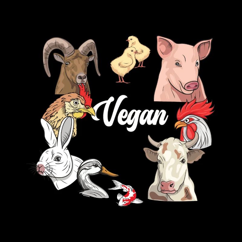Animaux végétaliens Vache Cochon Lapin Chèvre