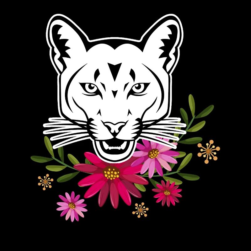 Cougar With Flowers