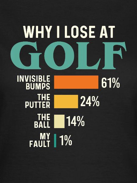 Hvorfor jeg taber på golf sjovt cirkeldiagram humor design
