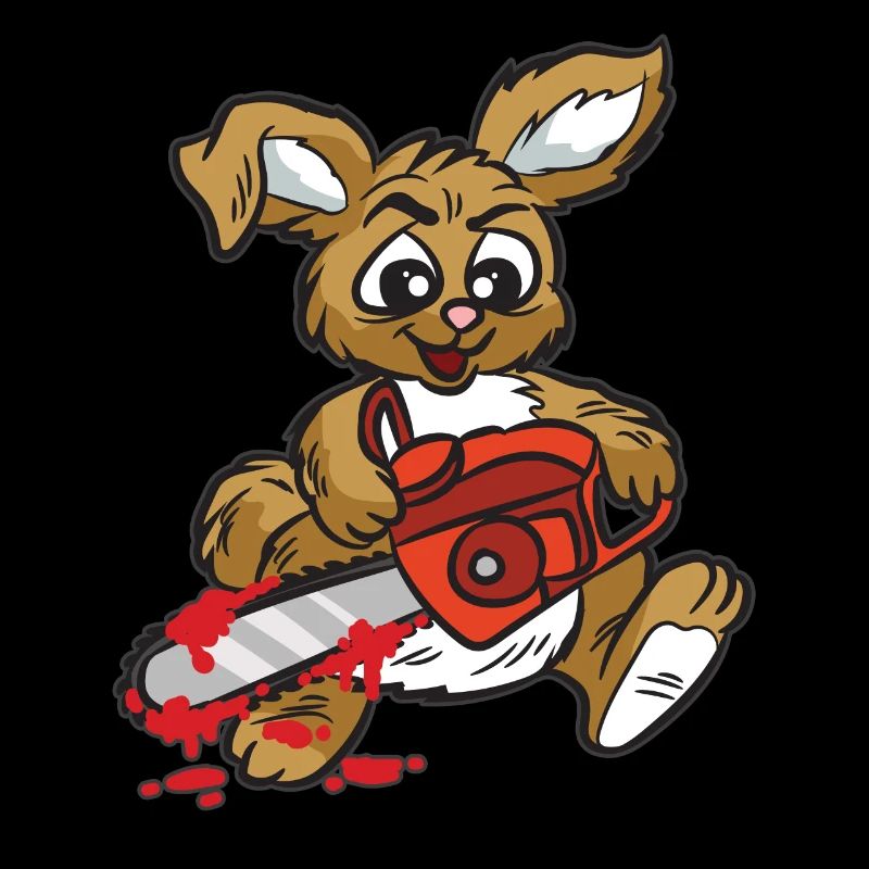 evil rabbit with chainsaw