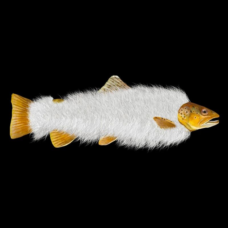Fisch Forelle unrasiert mit Fell
