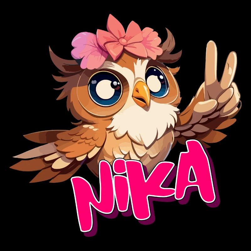 NIKA - Schöner Mädchen Name mit süßer EULE