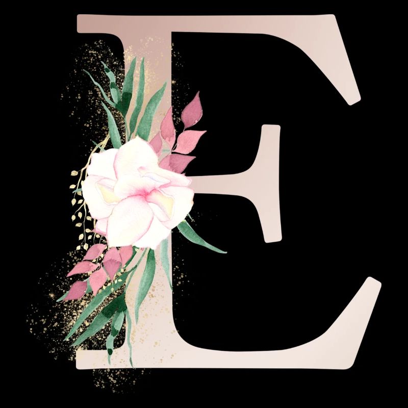 Customizable Monogram E Floral