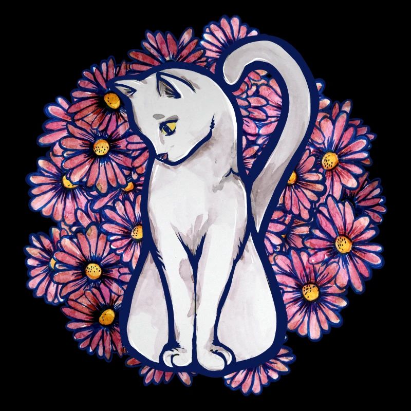 Chat de marguerite de fleur