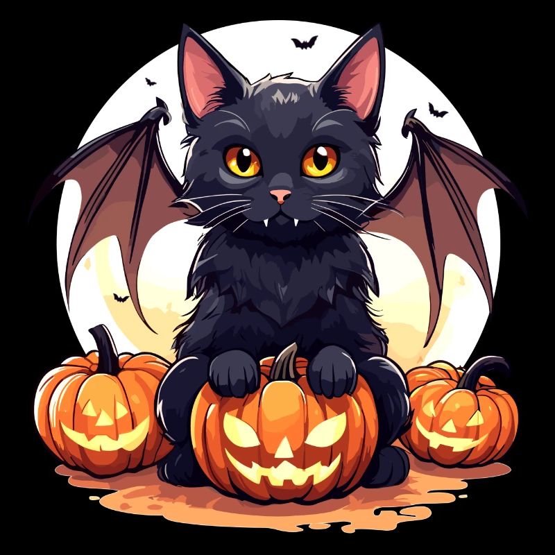 Animaux Vampire Noir Chat Bat Ailes Halloween