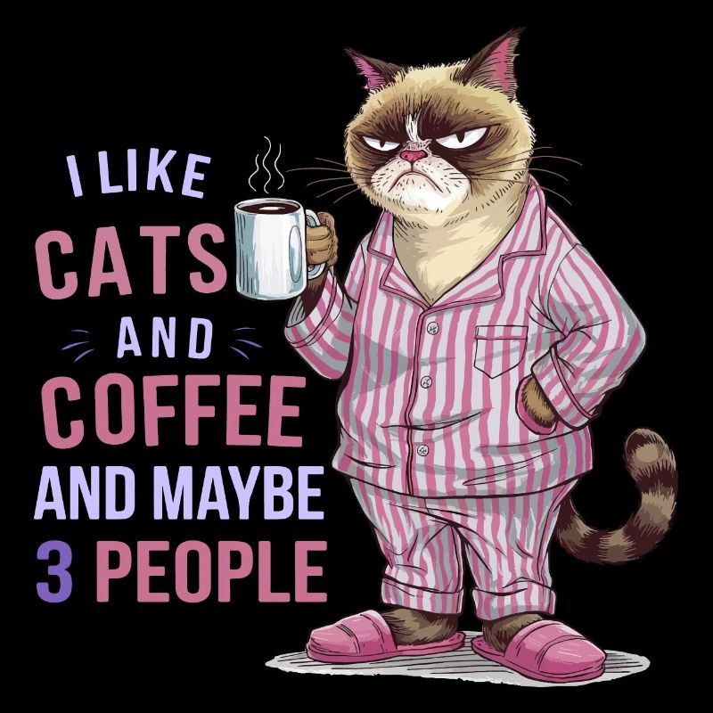 Chat amateur de café avec humour pyjama
