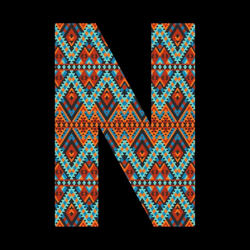 Buchstabe N- Boho-Design, buntes Monogramm