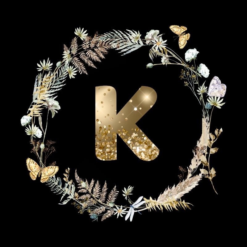 K Monogramm Glitter Boho Kranz