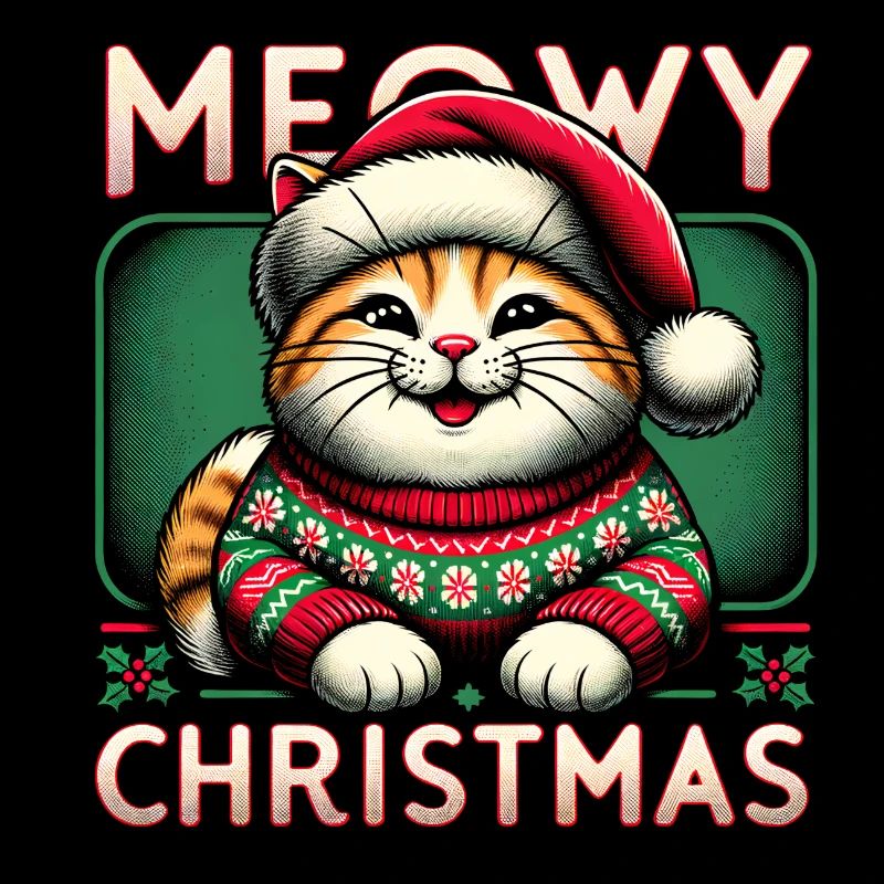 Weihnachtspullover mit Weihnachtskatze