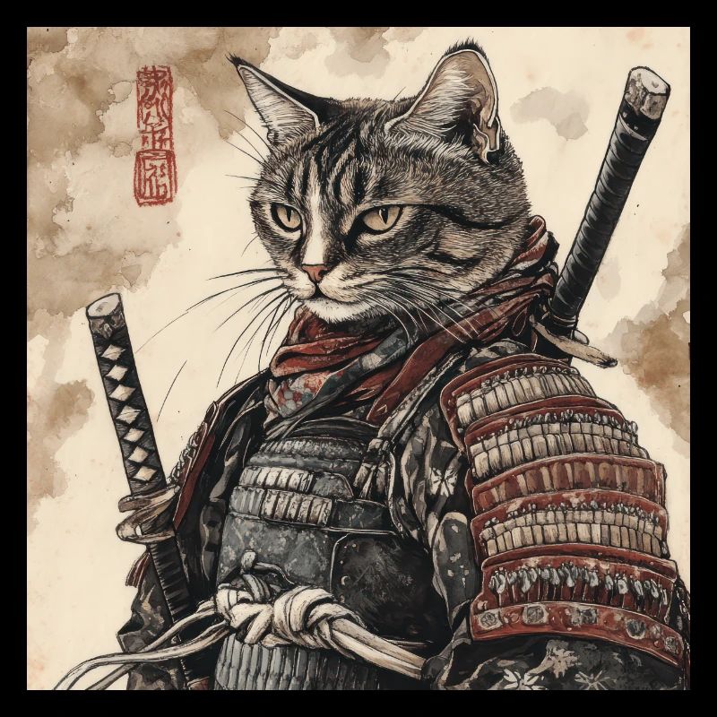 Katze Samurai Japan Ukiyo-E