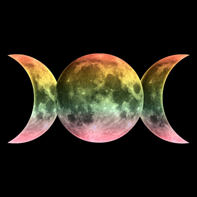 Wiccan, Moon, Full Moon, Rainbow, Symbol, Sickle