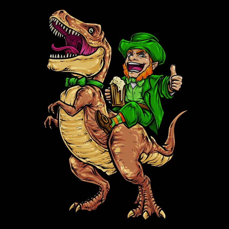 Leprechaun Rides TRex | Joyeuse Saint Patrick