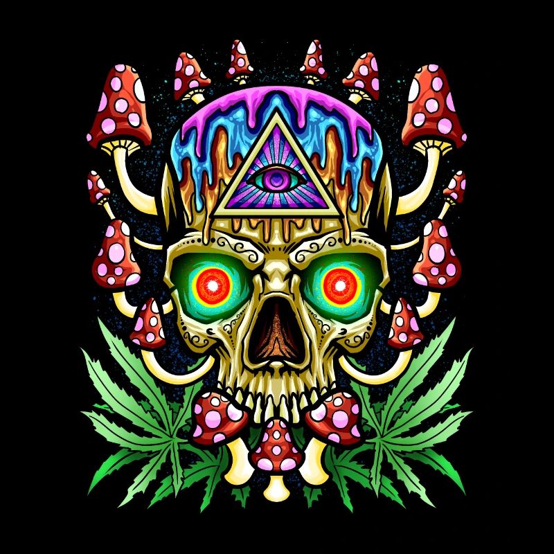 Magic Mushrooms Totenkopf - Psychedelisch