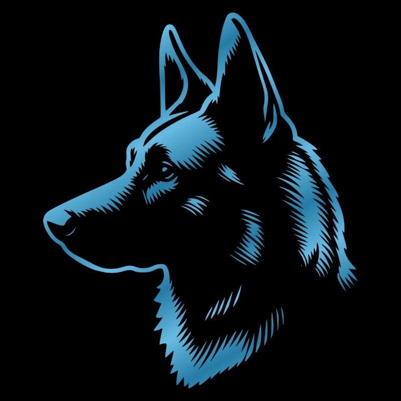 Malinois, Tête De Chien, Dessin Bleu