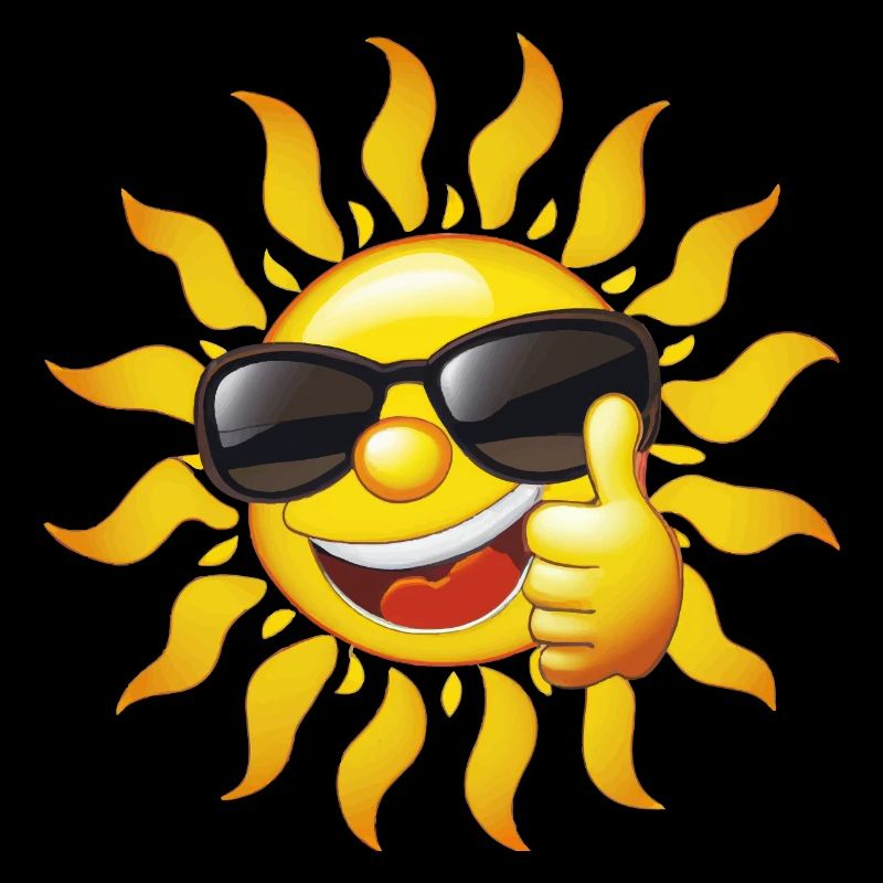 Soleil rieur avec des lunettes de soleil montrant le pouce vers le haut