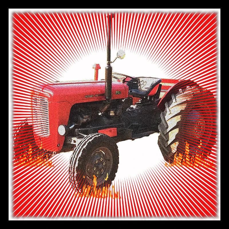 Roter Traktor mit Strahlendes Muster