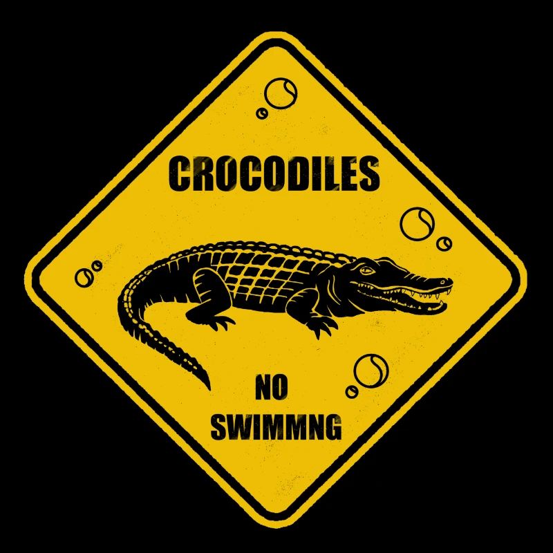 Crocodile panneau de signalisation jaune