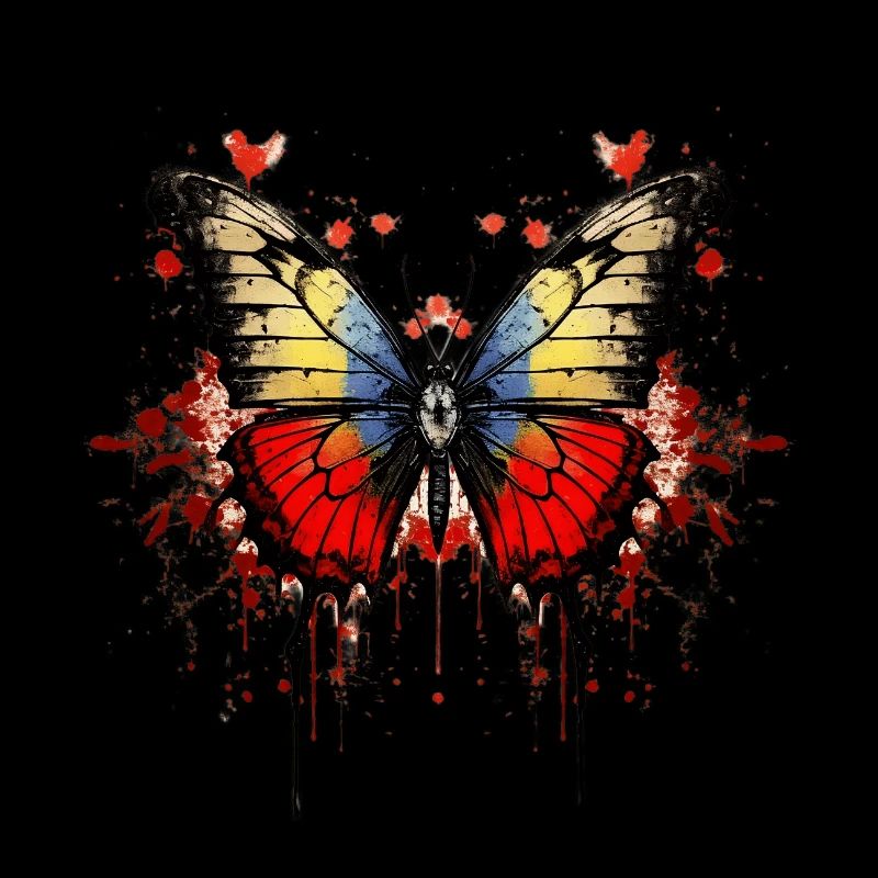Papillon coloré avec motif d’éclaboussures de sang