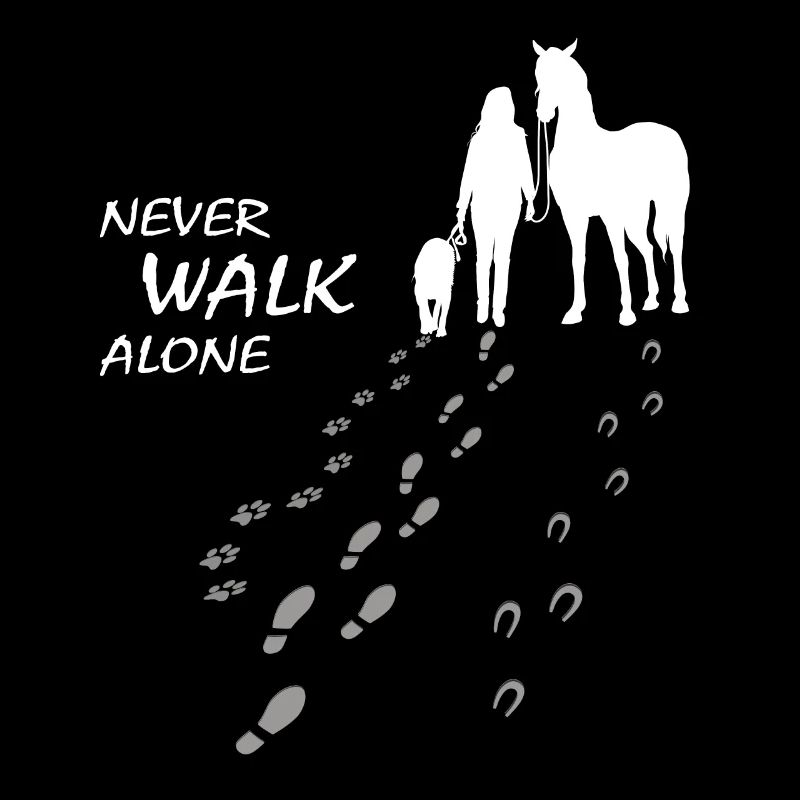 Never walk alone - Hund Pferd Reiterin, Backprint