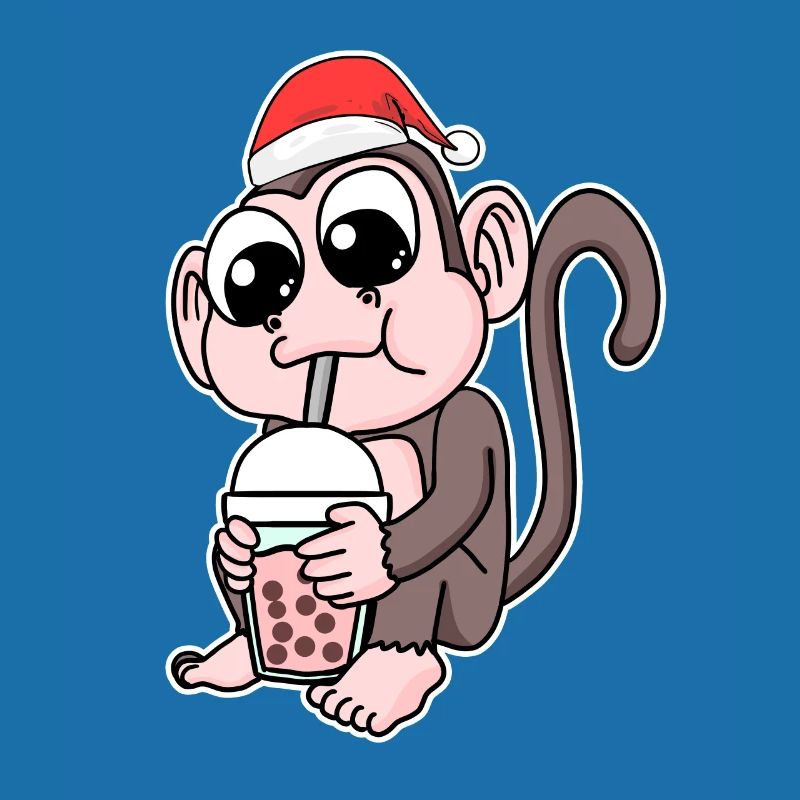 Monkey Christmas Bubble Tea